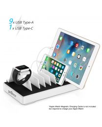 EdgeS 7-Port USB Charging Station Organizer white with devices charging gofanco
