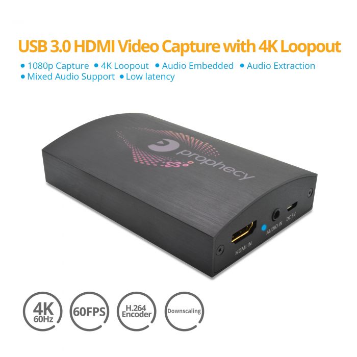 TechFlo 4K HDMI Video Capture Card HDMI to USB 2.0 Video Capture with Loop  Out