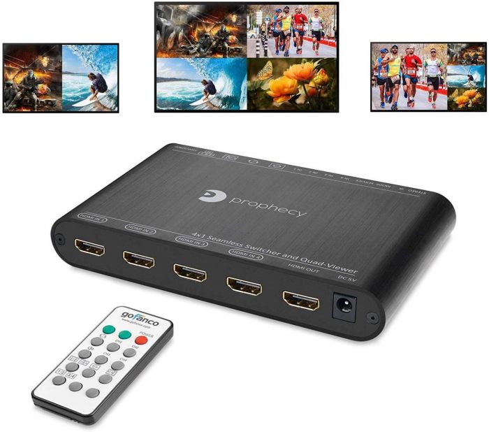 StarTech.com 4-Port HDMI Switch with Picture-and-Picture Multiviewer VS421HDPIP 1920x1200 / 1080p 4x1 HDMI Video Switch with PAP Video Combining 