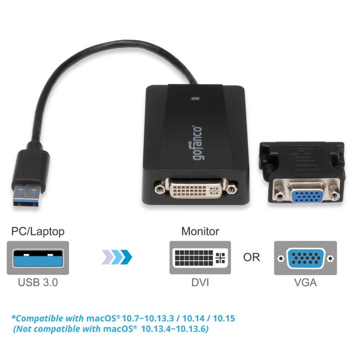 3.0 to DVI or VGA Video Adapter Graphics) |