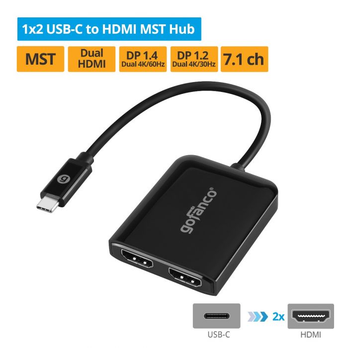 StarTech.com Hub Concentrador MST DisplayPort a 2 Puertos HDMI - HDMI Doble  de 4K a 60Hz - Adaptador Multimonitor DisplayPort con Cable de 30cm - Ladrón  MST DP 1.4 DSC HBR3 - Divisor - Kipmion Tecnología
