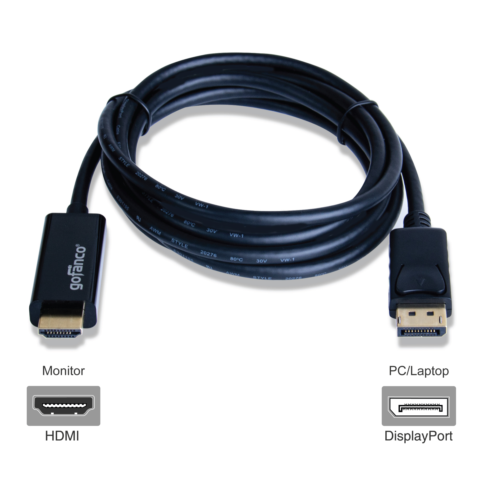 Black 6-Foot 30V HDMI V1.3 to HDMI Video Audio Cable 