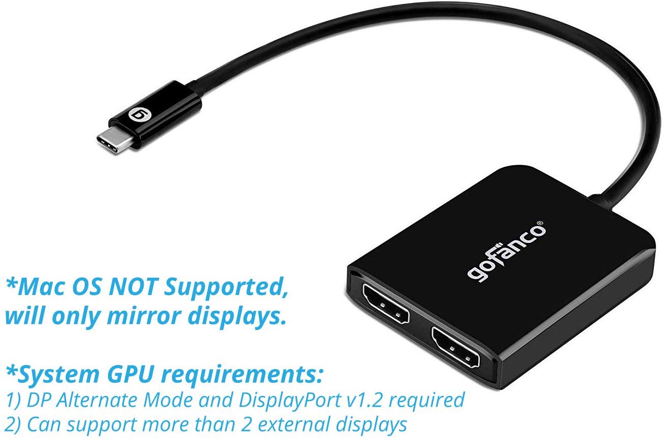 stil homoseksueel Authenticatie 2-Port HDMI to USB-C MST Multi-Monitor Splitter | gofanco